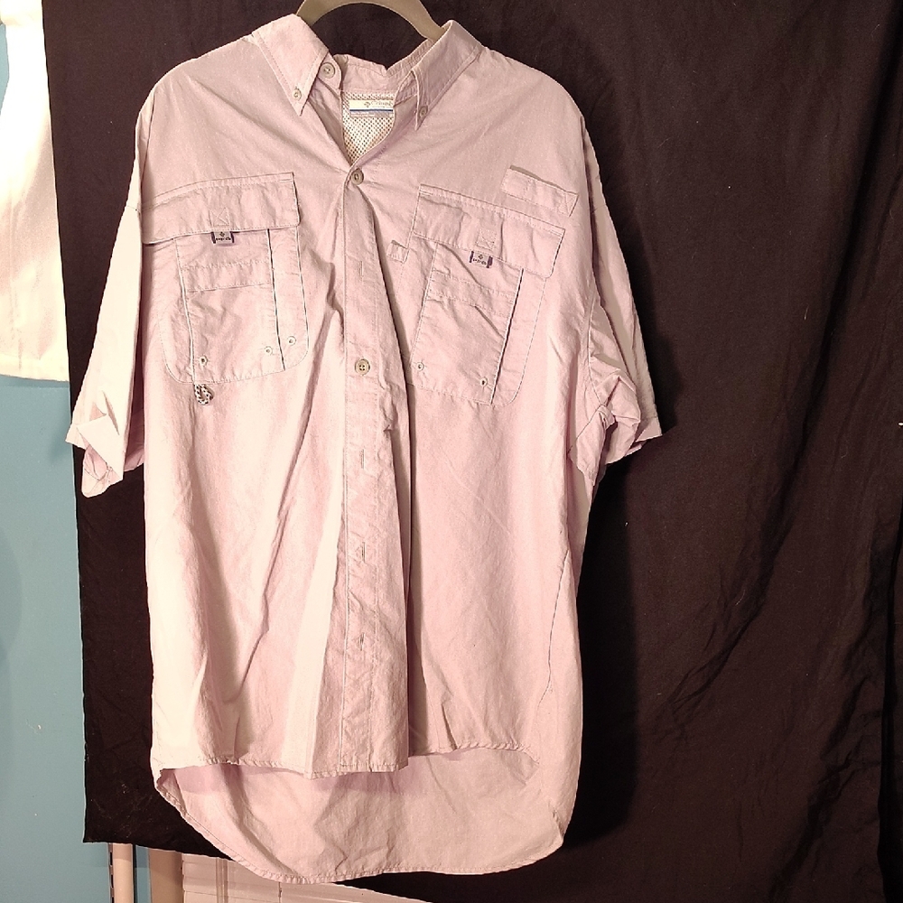 Purple Casual Button Down Shirt with Short Sleeves and Relaxed Fit